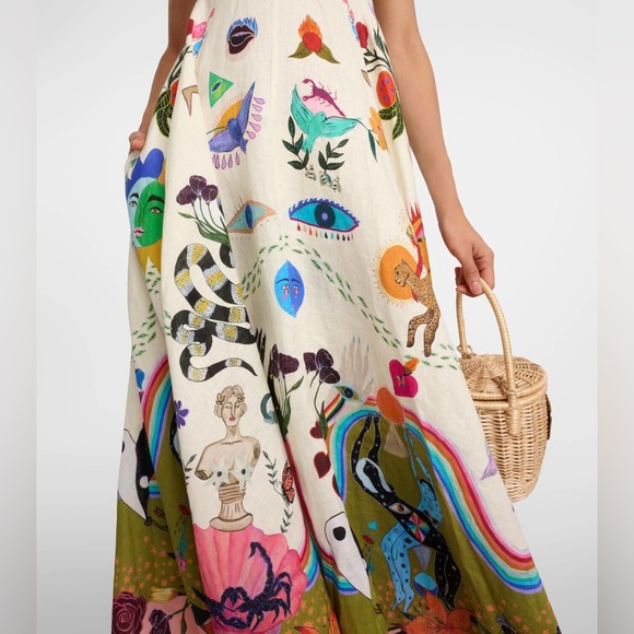 Alemais Evergreen printed maxi linen sundress, XS 2 - Picture 5 of 7